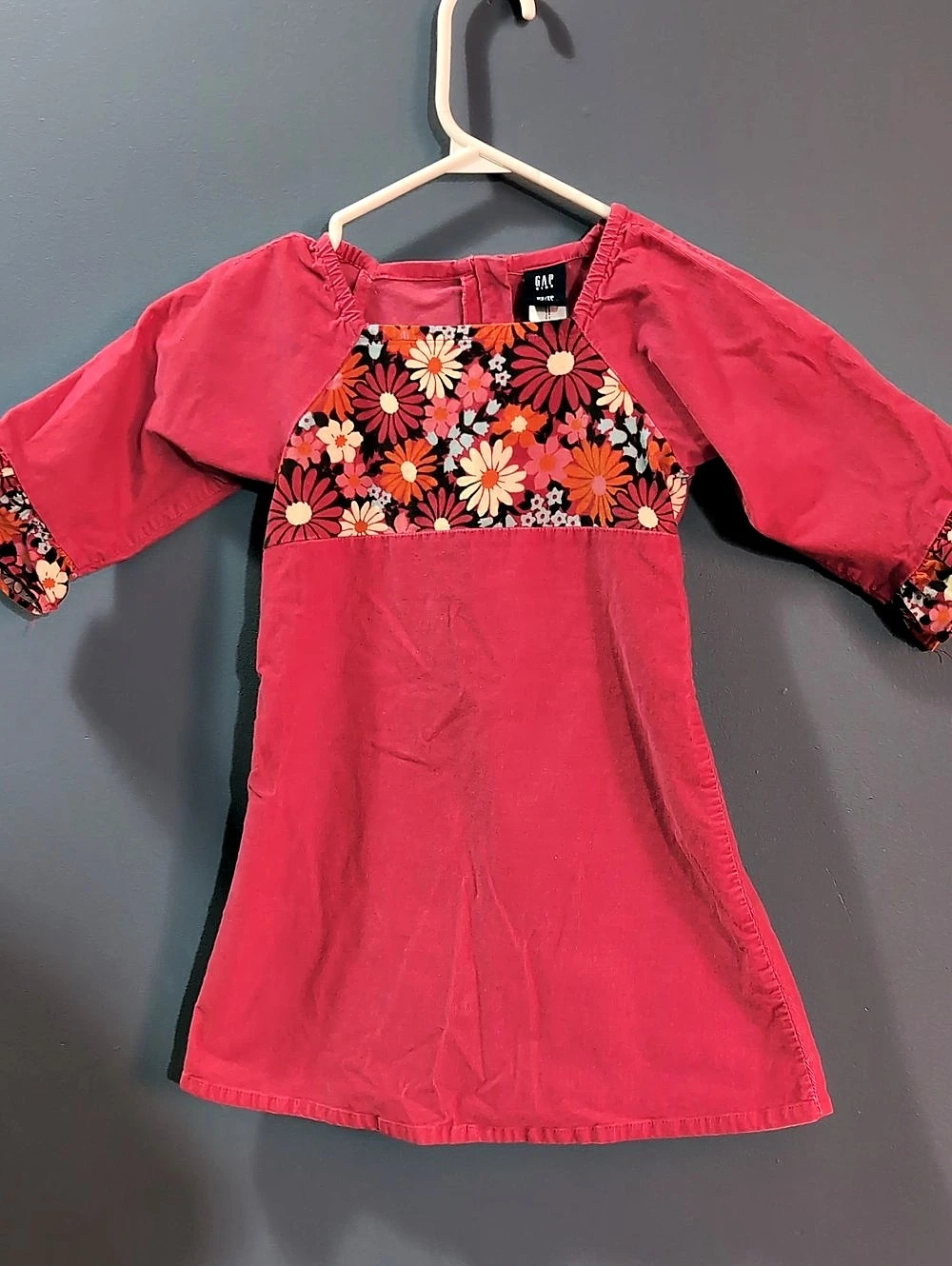 Gap Kids GUC Fine Cordoury Girls Floral Dress Size XS 4 5 *A13